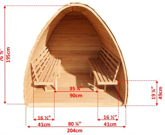 Dundalk Leisurecraft CT Mini POD Sauna | CTC77MW dimensions