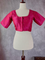 Size 36 | Hot Pink Color Readymade blouses with tint of Blue Ready made Princess Cut | ReadytoWear Blouses | Stitched Blouses - Kaash