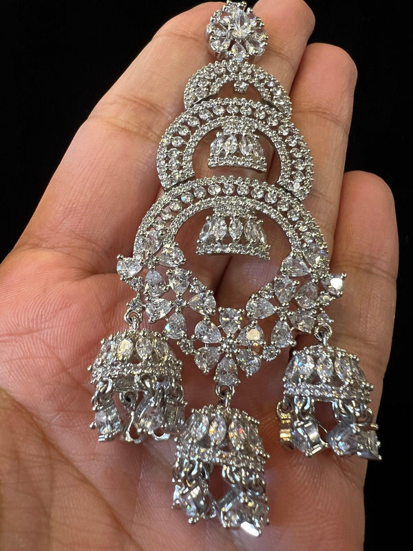 Sparkling Silver American Diamond Earrings - Latest Earring Designs -  Abdesigns – Abdesignsjewellery