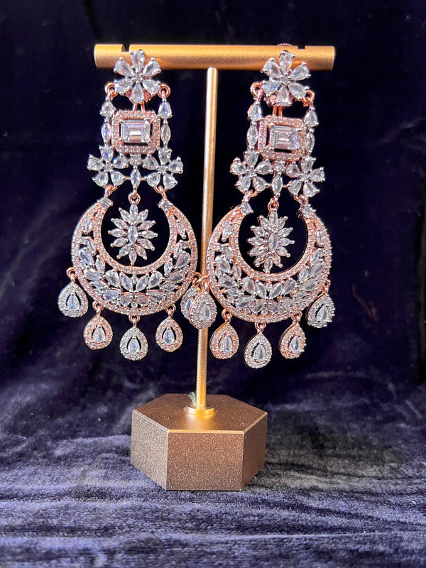 Best quality american diamond earrings | Mint green stone Rhodium poli – Indian  Designs
