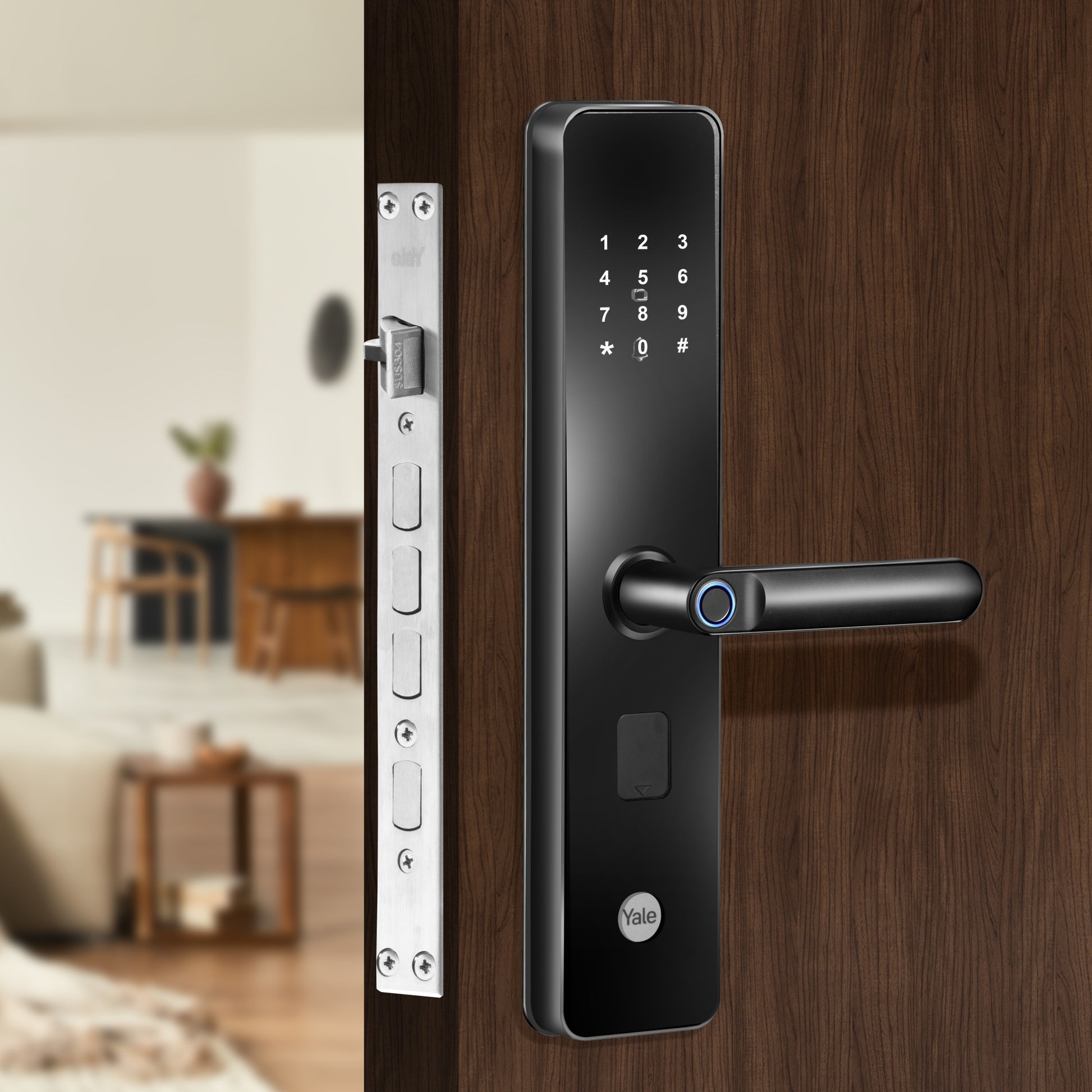 YDME100NxT Smart Door Lock, Black, Fingerprint, PIN, RFID, Manual Key – Yale India