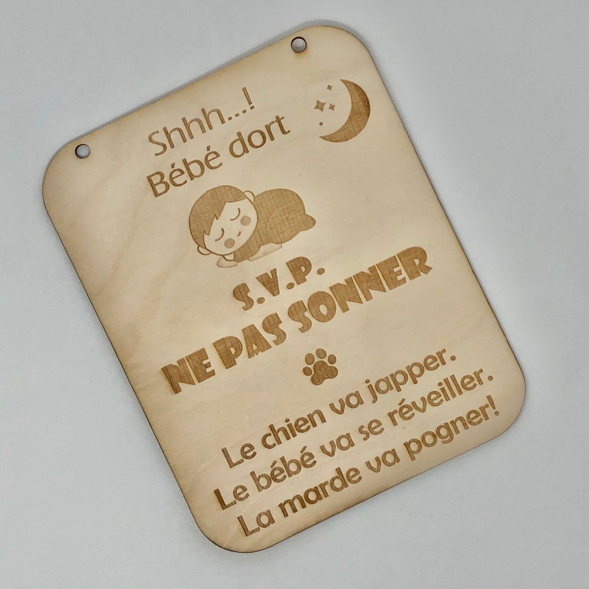 Planche En Bois Bebe Dort Ne Pas Sonner Chien Naelie Creations