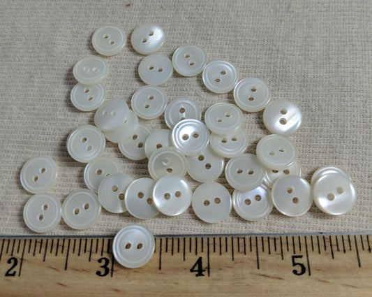 Imitation Pearl Buttons - 14L / 9mm - 1 Dozen - 2-Hole - White