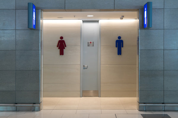 Public toilets doors - left is womens' toilets and right is the mens'