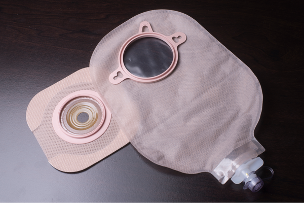 A two-piece urostomy drainable bag