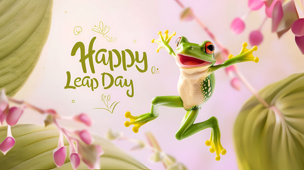 Happy leap year leaping frog