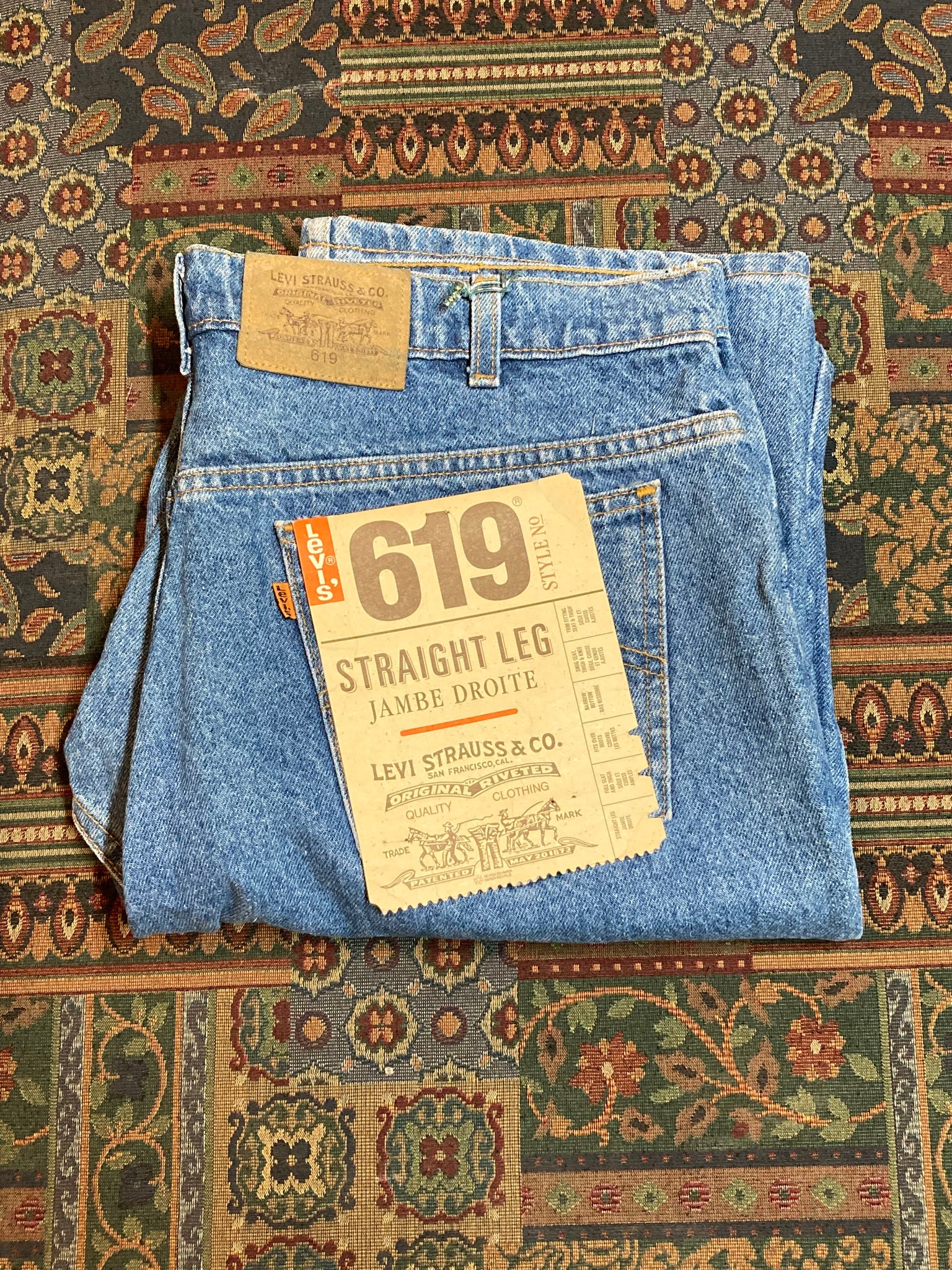 Levi's 619 Vintage Deadstock Orange Tab Denim Jeans, 37”x32”, Made in –  KingsPIER vintage