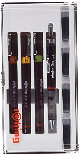 Rotring Isograph Junior Set 3X Technical Pens (0.10mm, 0.20mm, 0.30mm) + Accessories