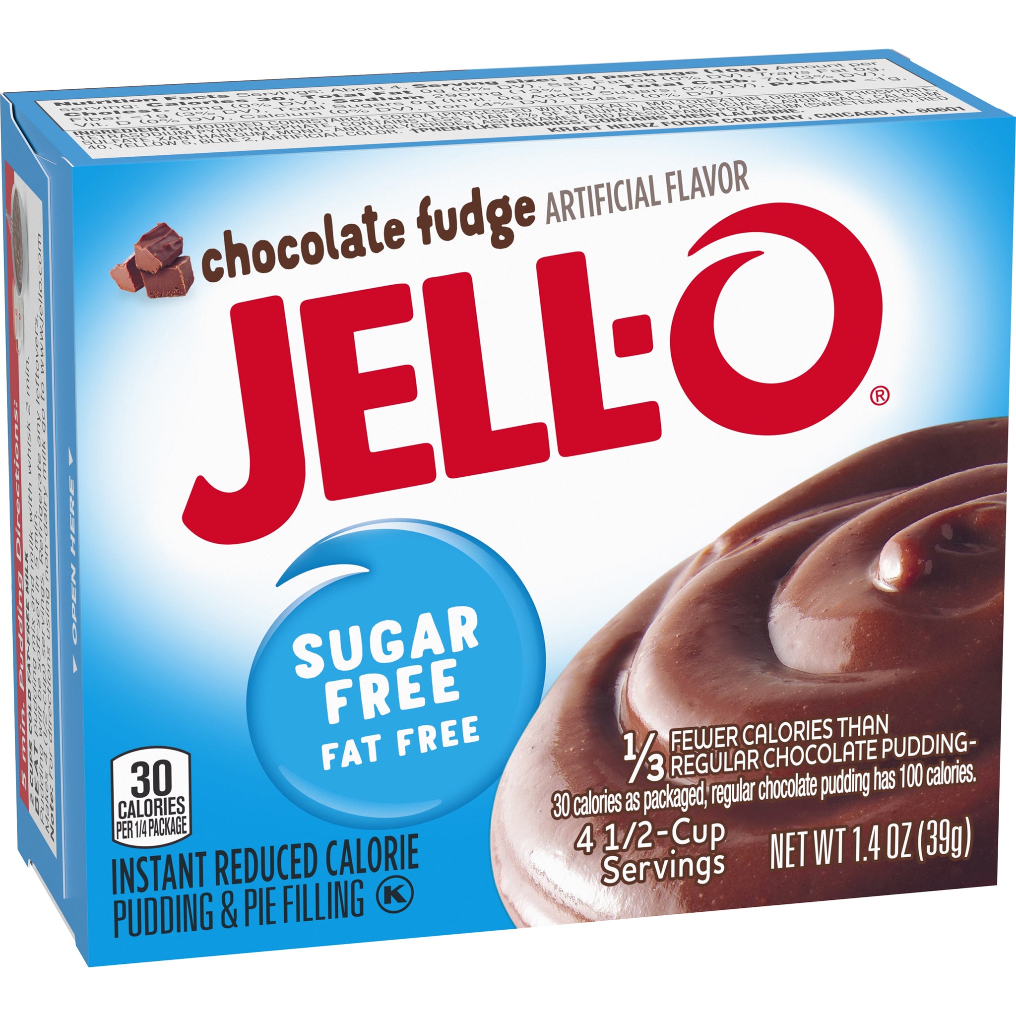 Jell-O Sugar Free Chocolate Fudge Instant Pudding Mix, 1.4 oz Box