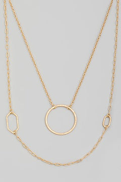 Dainty Layered Chain Circle Cutout Necklace