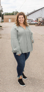 Sage Bubble Sleeve Top