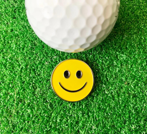 Yellow Smiley Golf Ball Marker