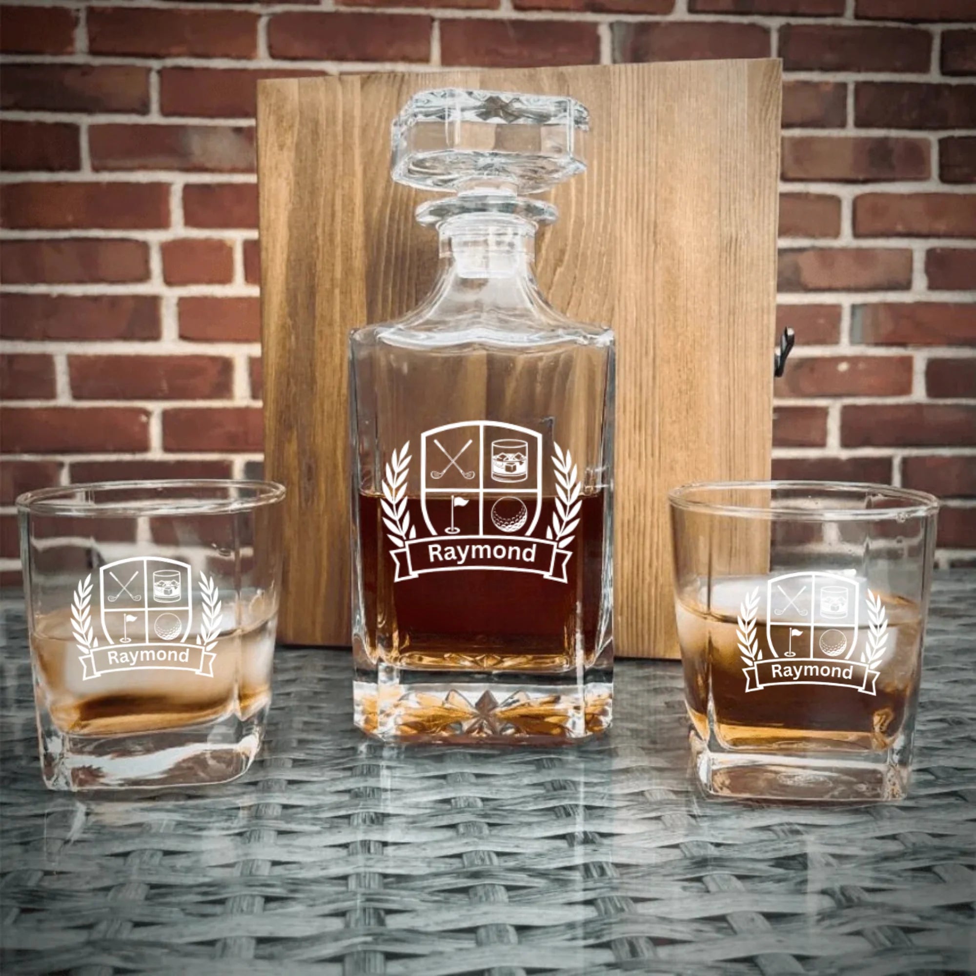Personalized Decanter Box Set for Golfer's