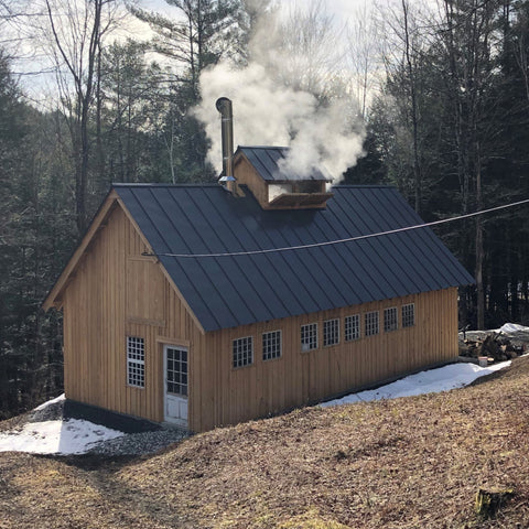 the maple sugarhouse at Maple Flower Farm in Bethel, Vermont