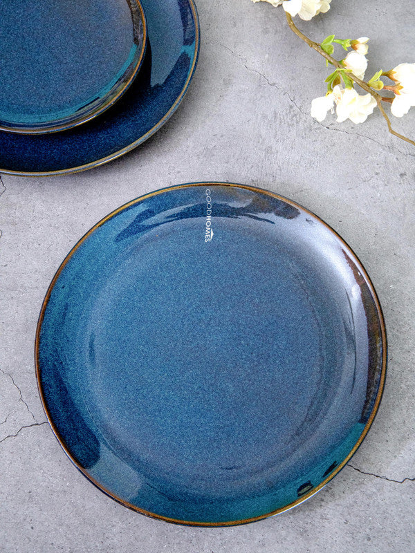 Brasserie Blue-Banded Porcelain Dinner Plate Set - Set of 4