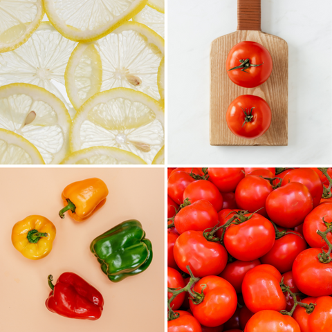 Orange capsicum tomato with natural vitamin c to grow stronger nails 