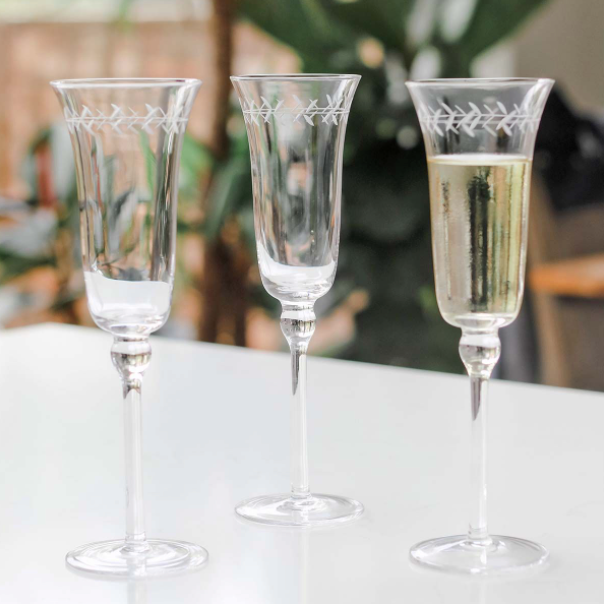 eSplanade Engraved Brass Goblet Champagne Glasses Flutes Coupes Wine Glass  Set (Thick) - StonKraft