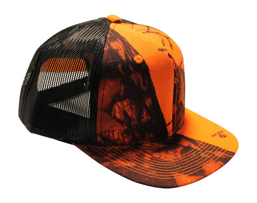Mossy Oak Blaze Orange Camo 3D Logo Trucker Cap Hat, Slightly Curved V –  Camo Chique & Spa Boutique
