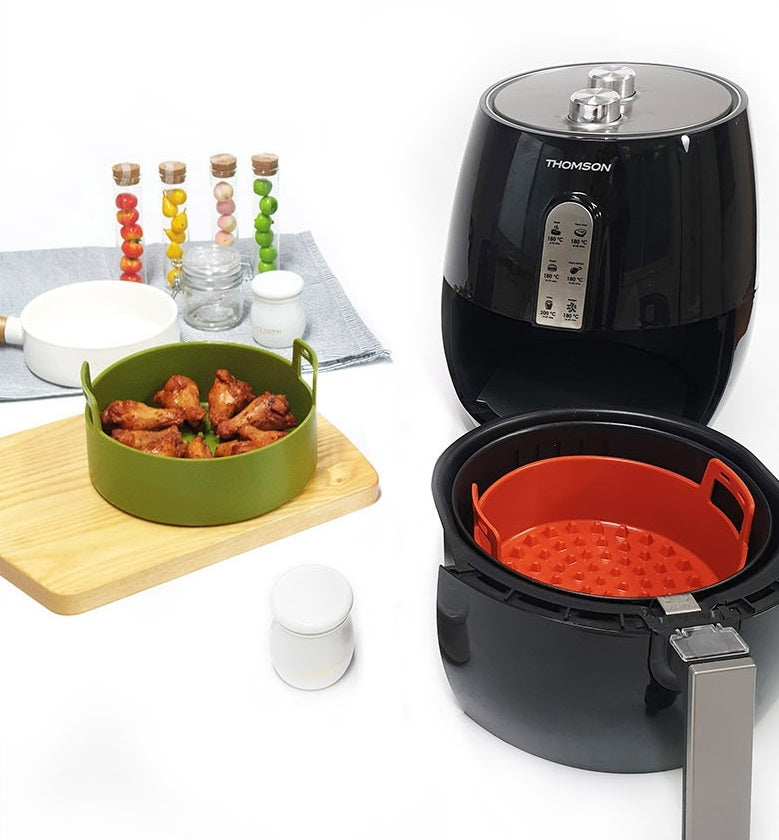 HASTHIP Air Fryer Reusable Silicone Pot with 2 Anti-Scald Oven