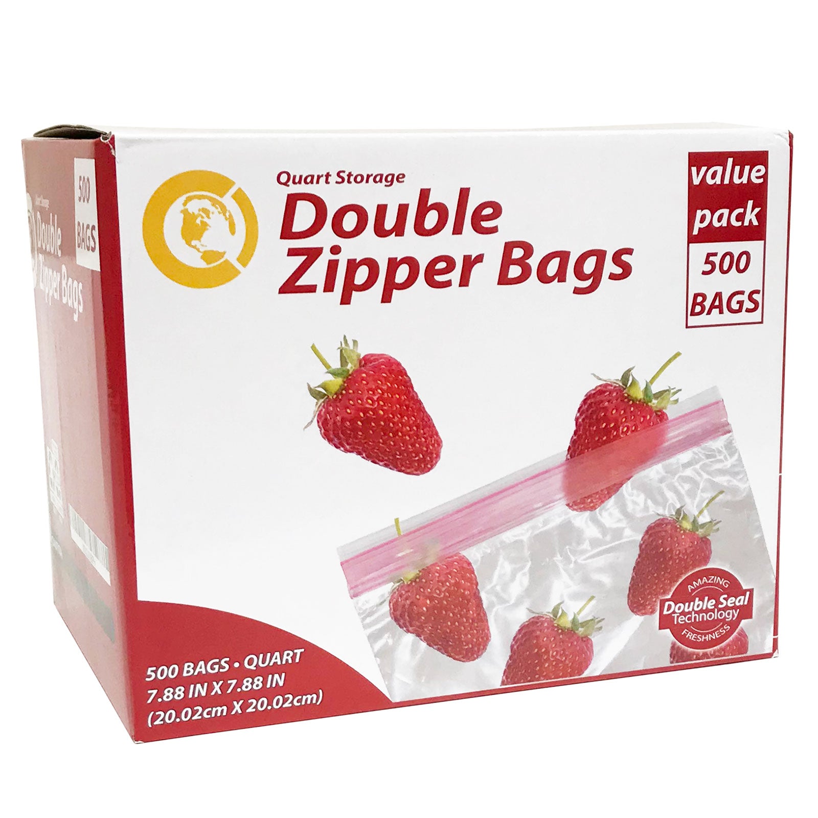 Ziploc Double Zipper Plastic Bags, 1 Quart, 500/Box, Sold Box