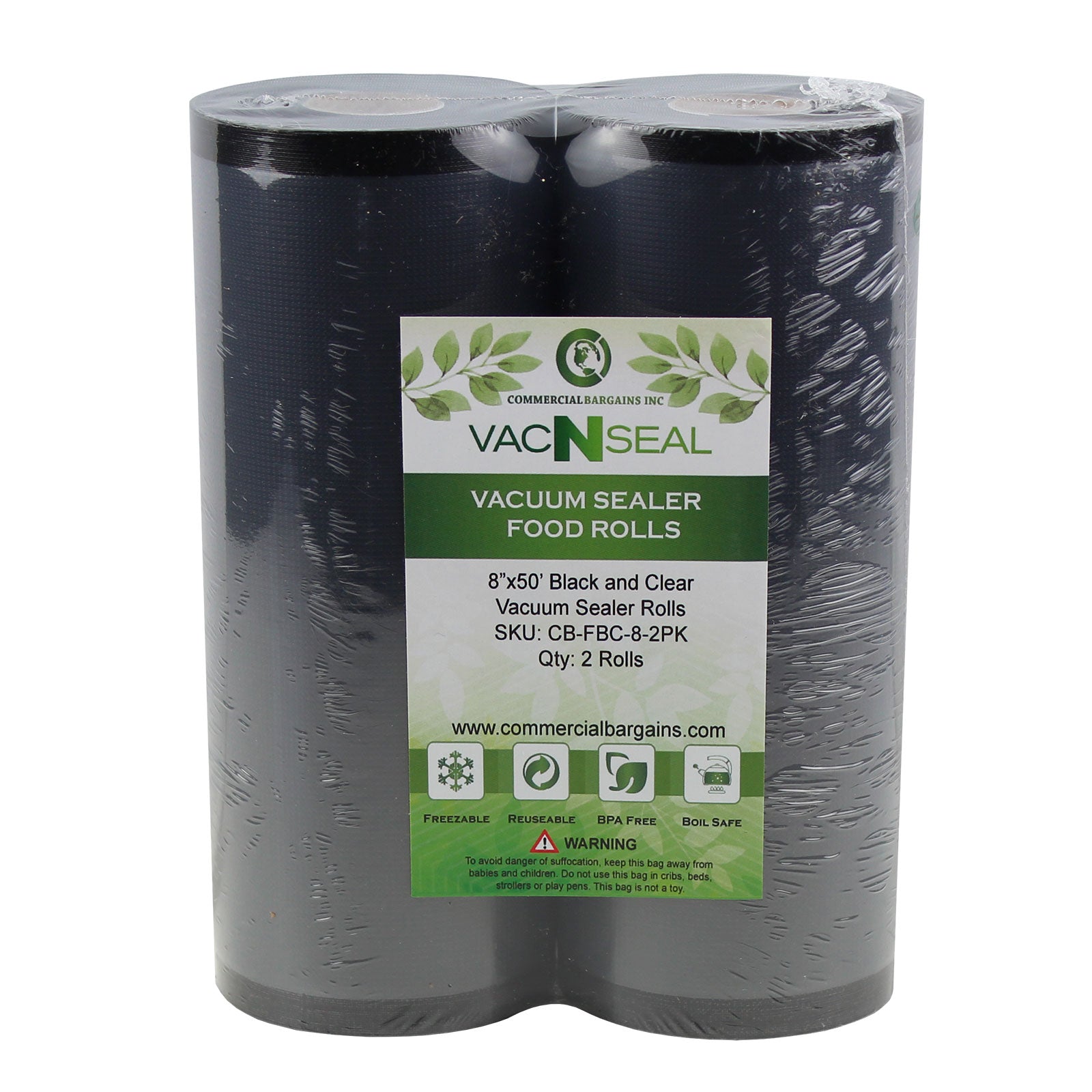 15 x 50' Clear and Black Vacuum Seal Roll SNS 800