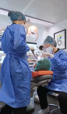 dental assistant positioning during long dental treatment