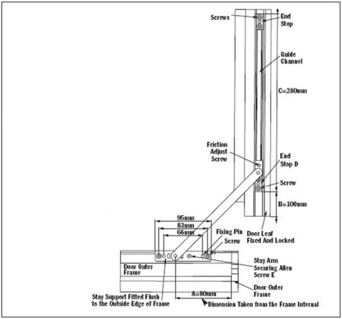 UPVC door restrictor 90 degrees