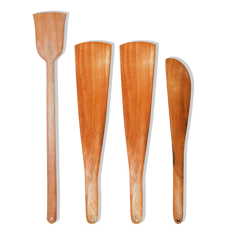 Neem Wood Cooking Ladles/Serving - Set Of 4 ( Eco-Friendly )