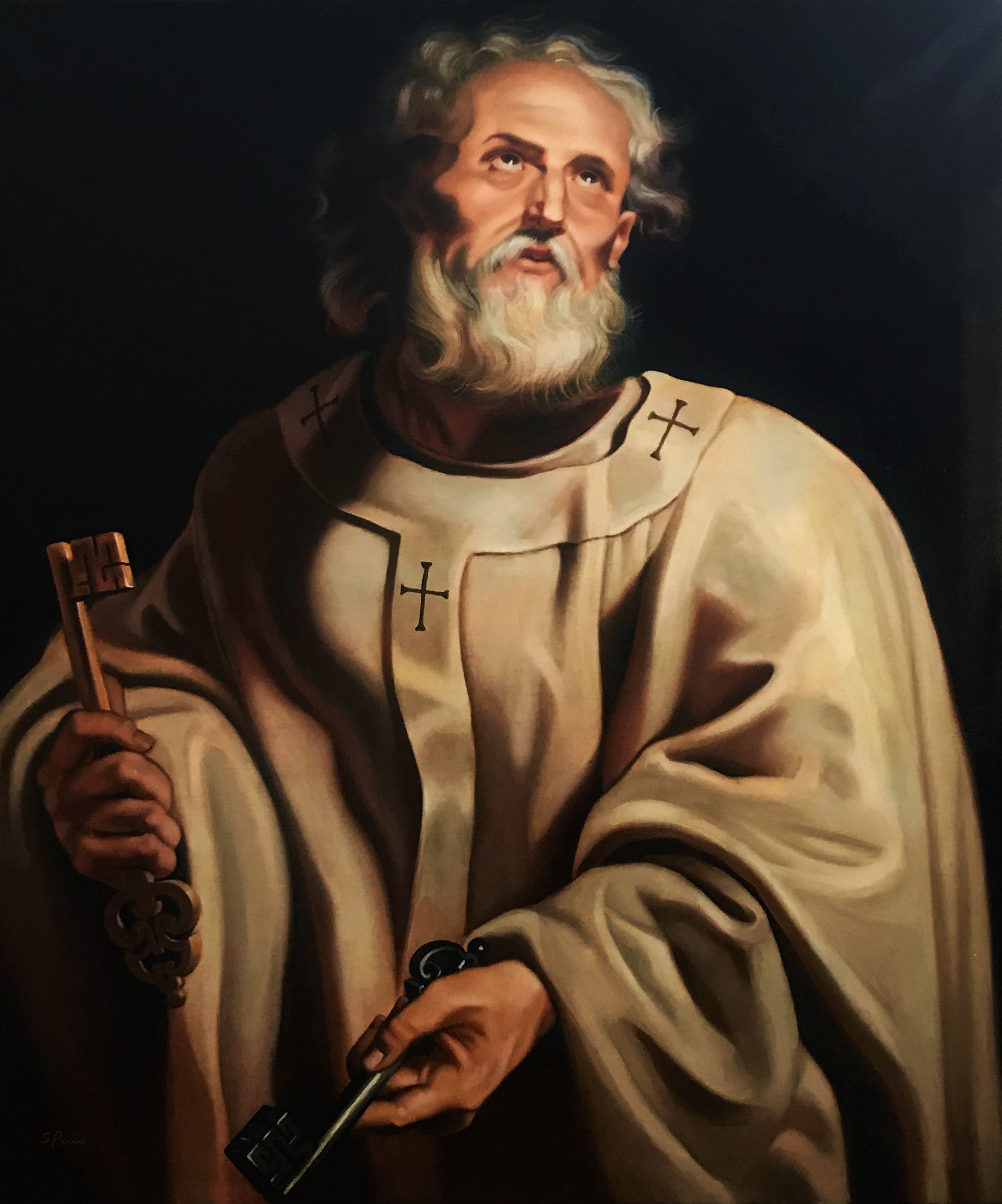 Oil painting of saint peter, after Peter Paul Rubens