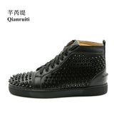 Qianruiti Brand Stylish Design Men Spike Casual Shoes Rivet Sneakers Lace-up High Top Fashion Male Shoes Chaussure Homme