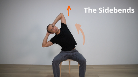 pilates teacher demonstrating side bending of the spine while seated