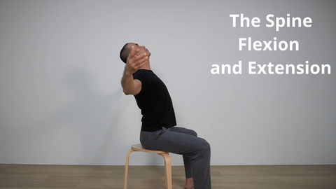 pilates instructor demonstrating arching or extension of the spine while seated