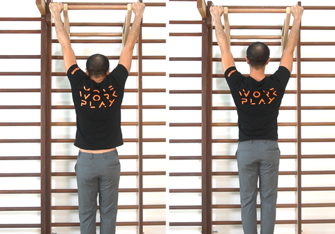 hanging shrugs or also called as scapular pull ups on stallbars