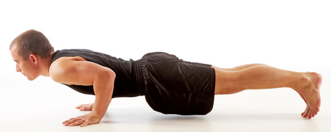 Push up at the bottom position to demonstrate the negative portion of the movement