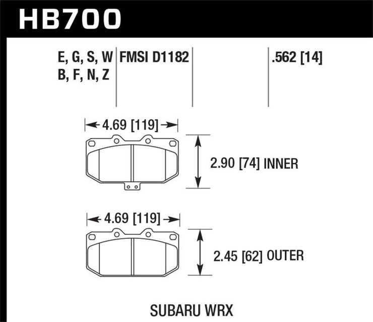 Hawk 06-07 Subaru WRX HPS Street Brake Pads