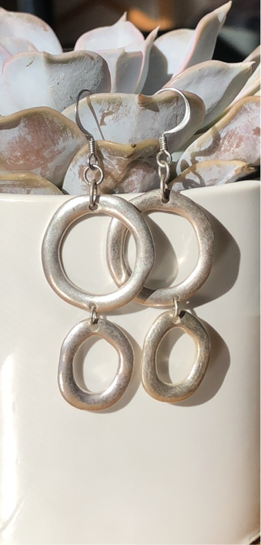  Erimberate Bohemian Hoop Tassel Chain Earrings Silver
