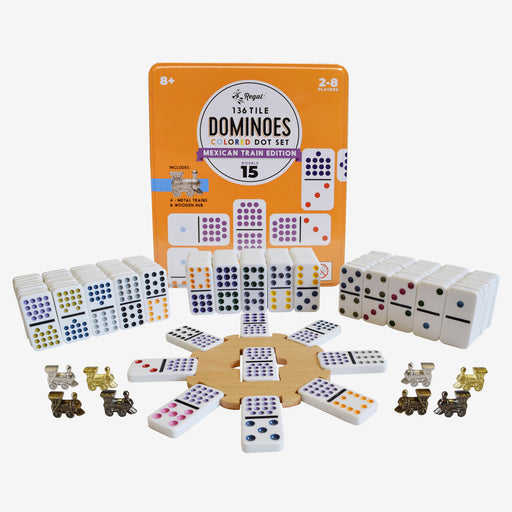 Jeu de domino mexicain train double 12 en coffret bois, H.O.T.