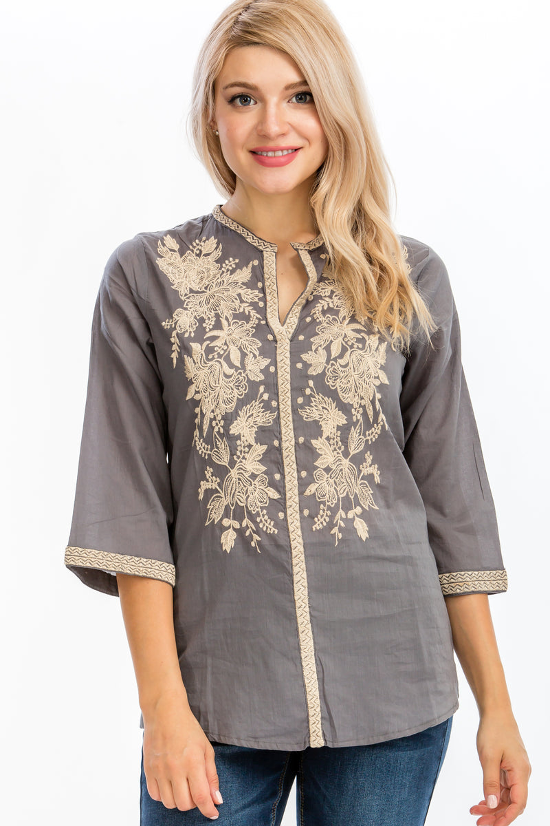 Tunic with Floral Embroidery – Vintage Goa