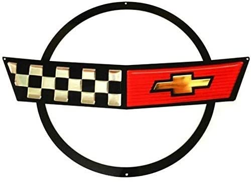 C4 Corvette Crossed flag Wall Emblem Large Metal Art 91-96 Full 27