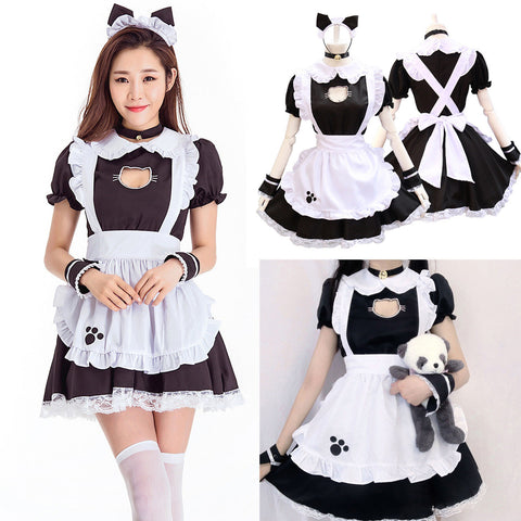 Japanese Anime Sissy Maid Dress Cosplay Sweet Classic Lolita Fancy Apron  with Socks Gloves Set Type3 Small  Amazonin Clothing  Accessories