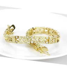 Load image into Gallery viewer, LO4735 - Gold Brass Bracelet with AAA Grade CZ  in Clear - foxberryparkproducts
