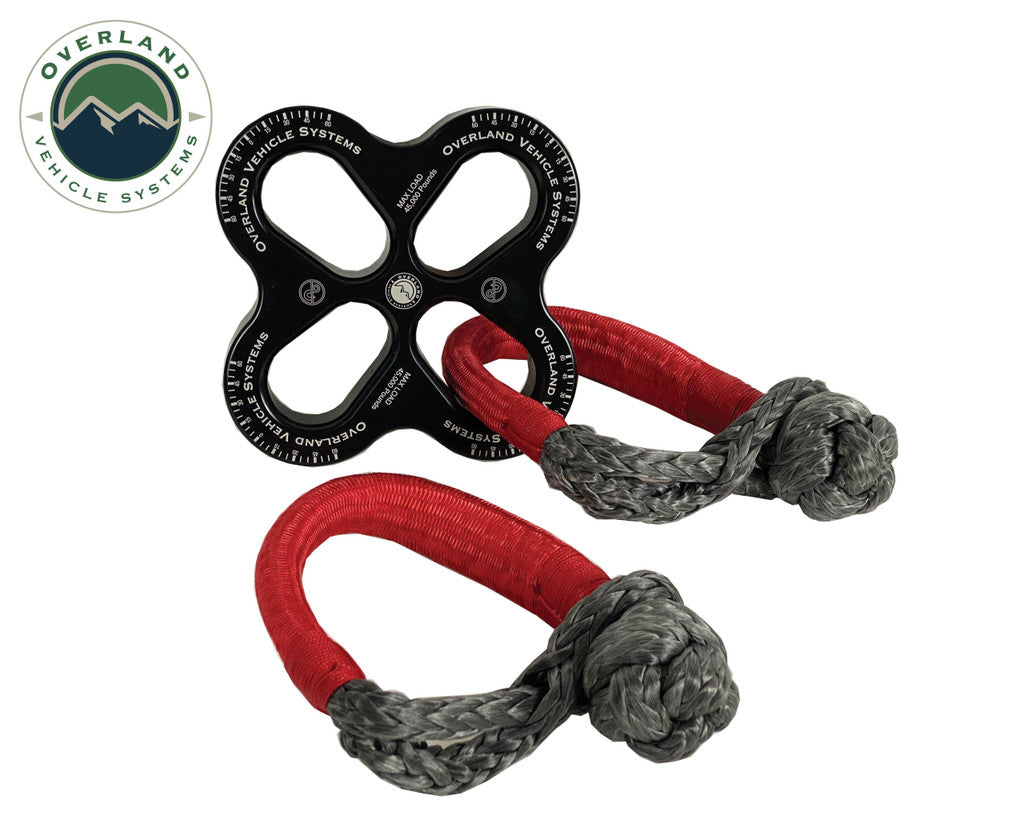 OVERLAND VEHICLE SYSTEMS | R.D.L. 8" Recovery Distribution Link 45,000 lb. Black and (2) 5/8" Soft Shackles (19-7580)