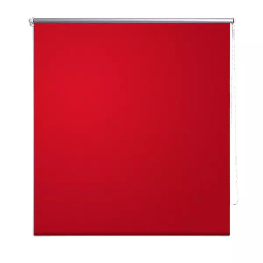 Gordijn kleur: rood Ketting kleur: wit Gordijn grootte: 40 x 100 cm (b x h) Ketting lengte: 180 cm Metalen schacht diameter: 18 mm Materiaal: Polyester: 100% Materiaal: Polyester: 100%