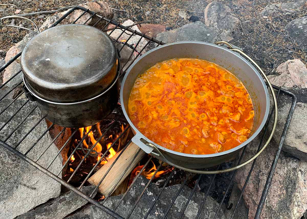 soup cooking over a fire 