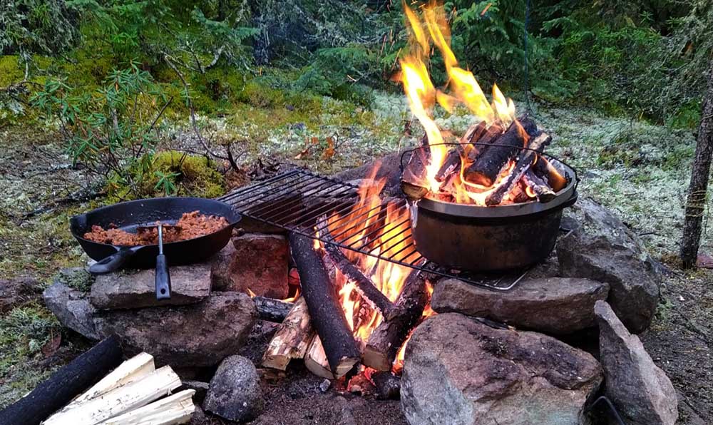 dutch oven over a fire 