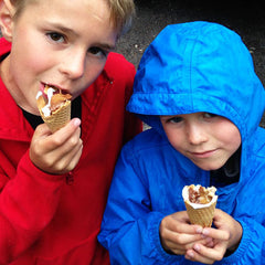 kids eating campfire cones