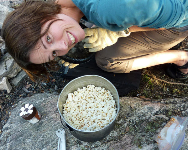 camp popcorn in pot