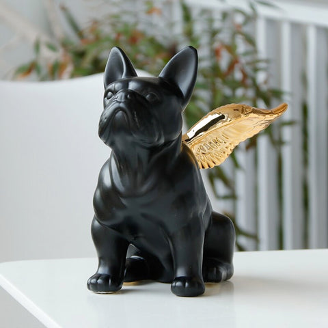 Angle Wings French Bulldog in black and gold ceramic from Allthingscurated.