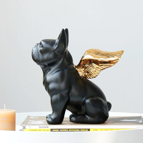 Angle Wings French Bulldog in black and gold ceramic from Allthingscurated.