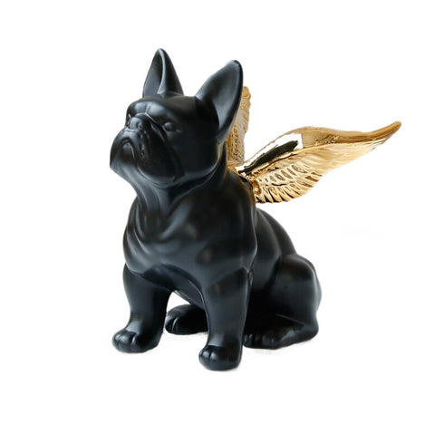 Angle Wings French Bulldog in black and gold ceramic from Allthingscurated.